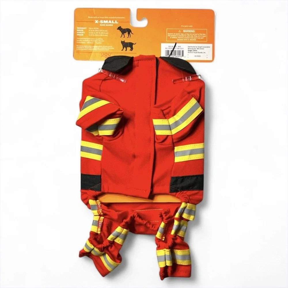 Hyde & EEK! Boutique Full Body Firefighter Dog & Cat Halloween Costume - X-SMALL